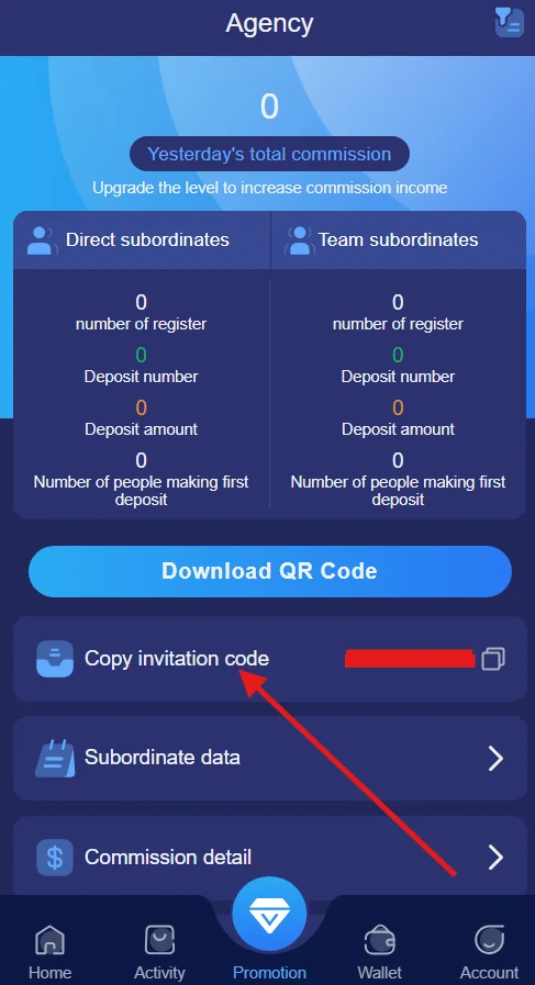 Copy your invitation code